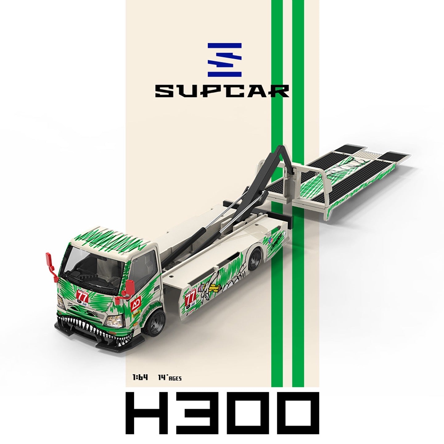 SuperCar - Pre-Order - H300 Flatbed Truck AO Racing #77 - SC647250