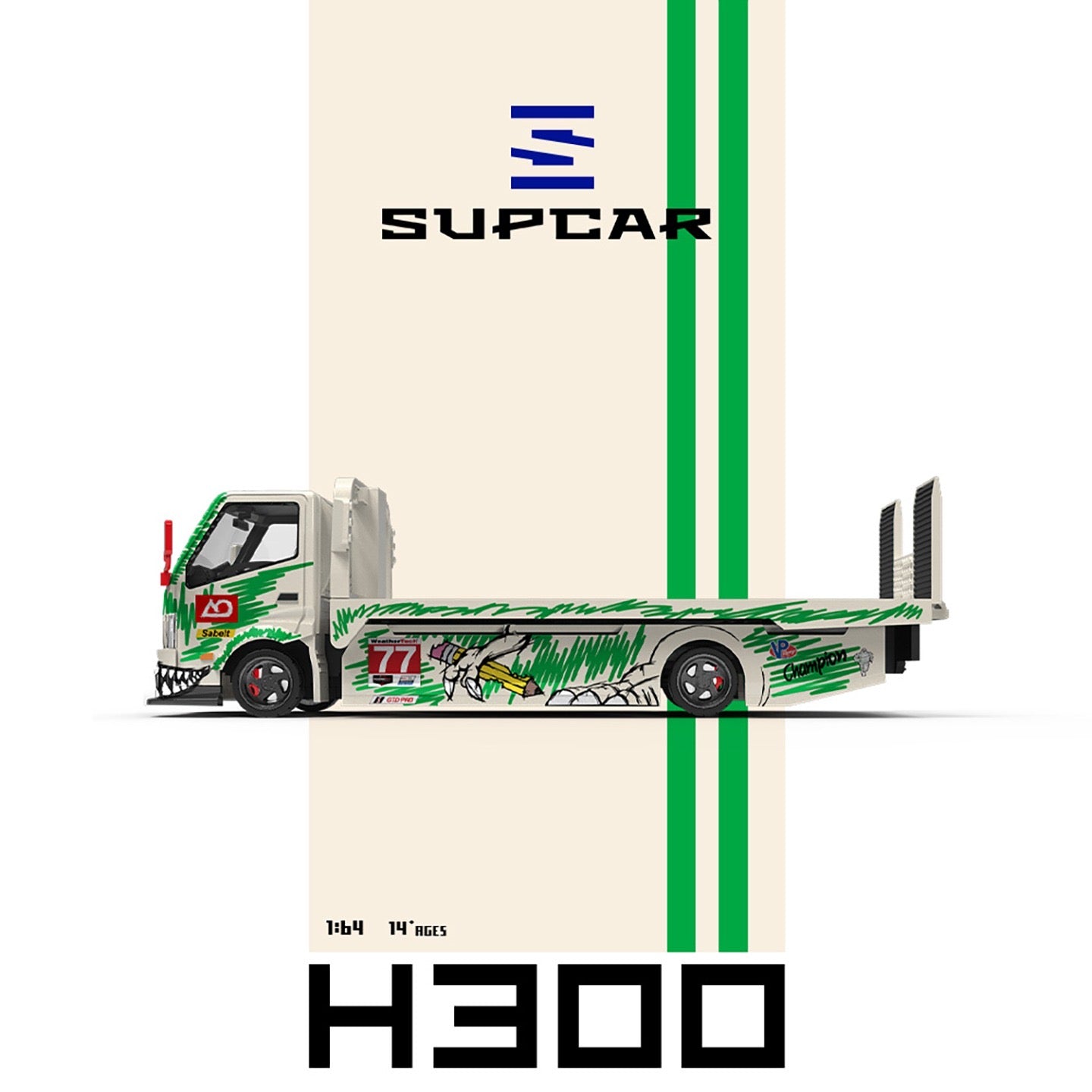 SuperCar - Pre-Order - H300 Flatbed Truck AO Racing #77 - SC647250