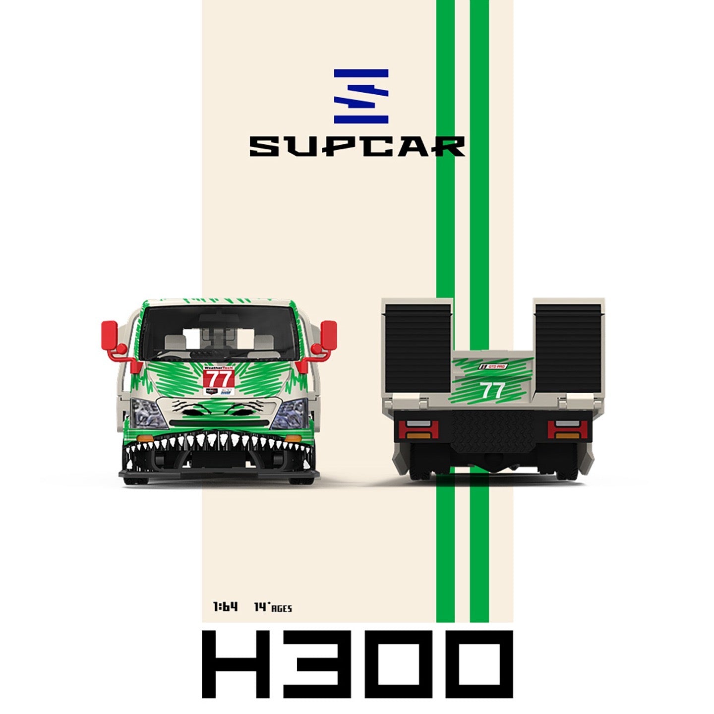 SuperCar - Pre-Order - H300 Flatbed Truck AO Racing #77 - SC647250