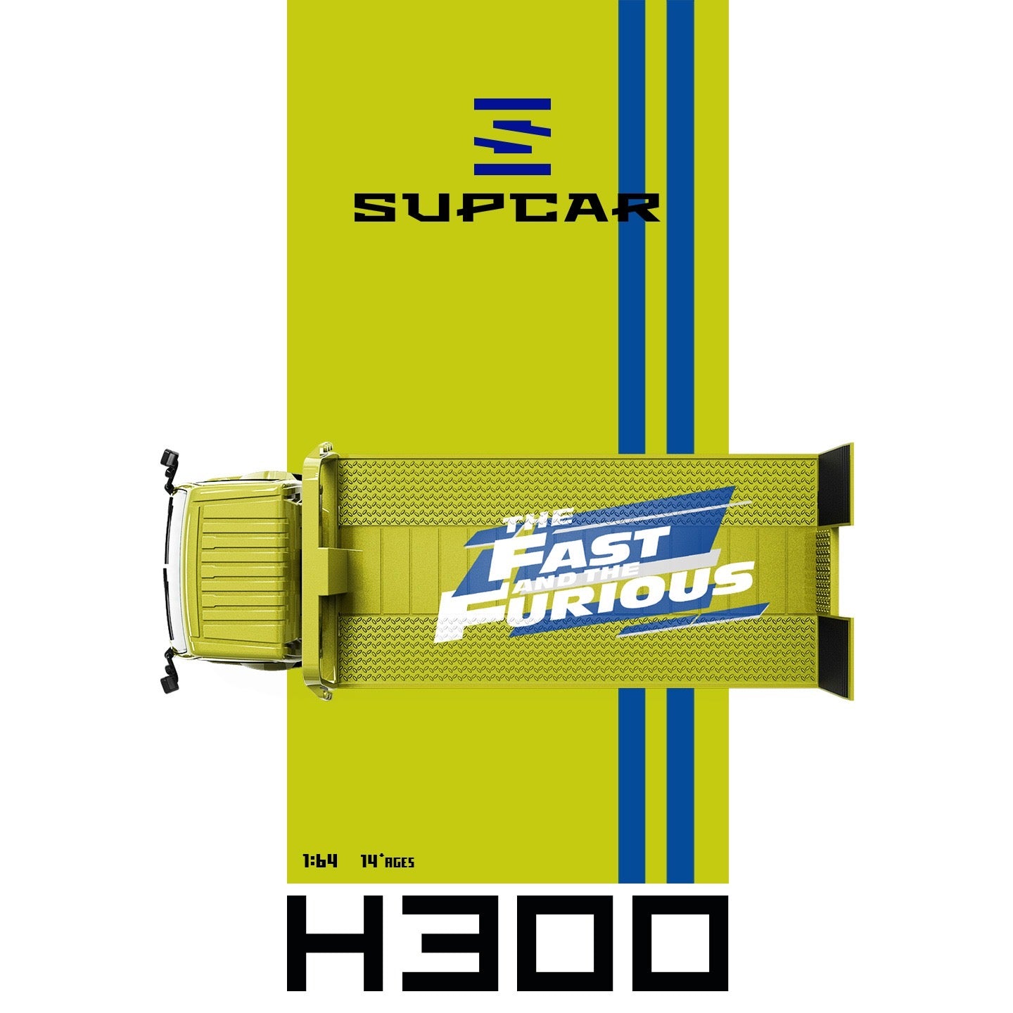 SuperCar - Pre-Order - H300 Flatbed Truck F&F -  Lime yellow - SC647251