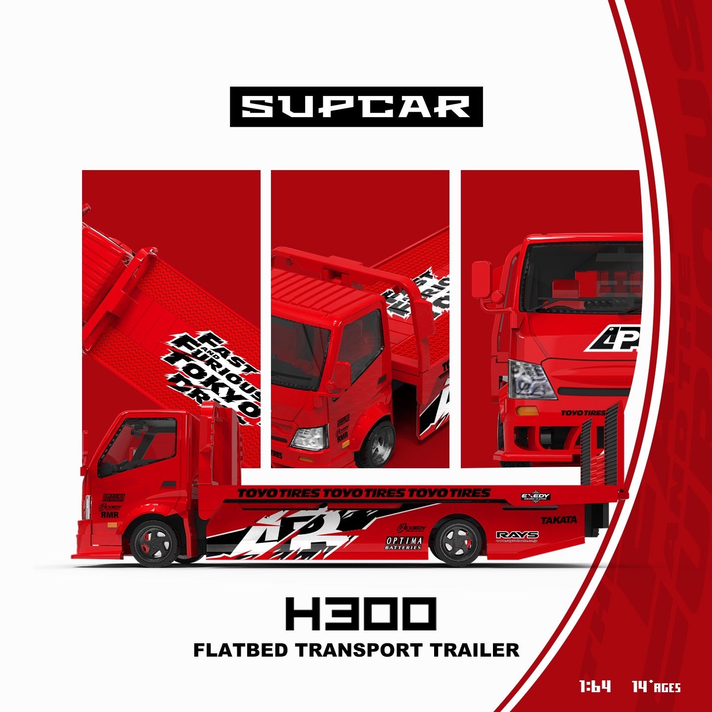 SuperCar - Pre-Order - H300 Flatbed Transport Trailer - F&F - Tokyo Drift - SC647253
