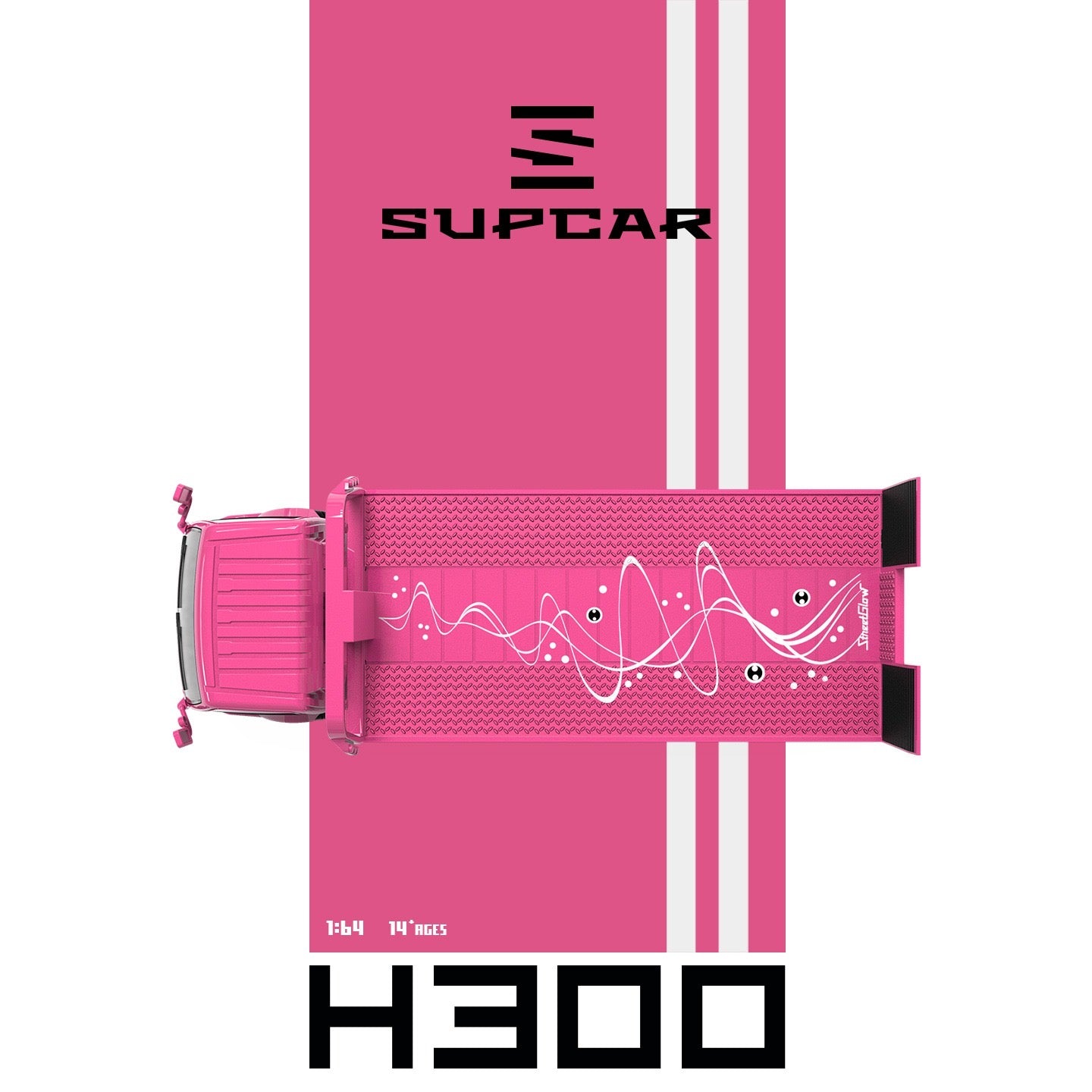 SuperCar - Pre-Order - H300 Flatbed Transport Trailer - pink Wing - SC647255