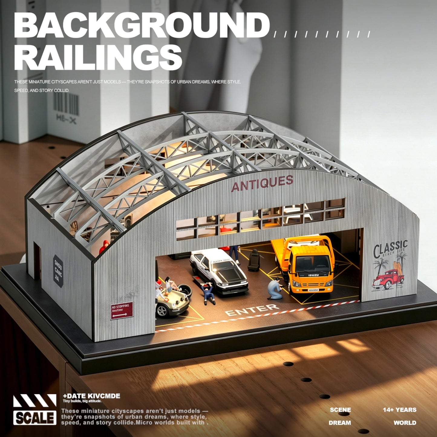 SCJ Diorama - Pre-Order - Background Railings Hall Diorama mit Beleuchtung - SCJ-82077