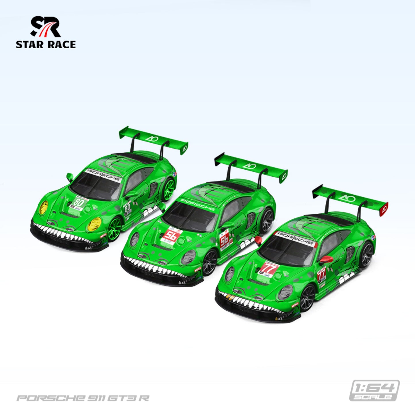 Star Race - Pre-Order - Porsche 911 GT3 R - Tyrannosaurus - 3 Car Set - SR64020-T
