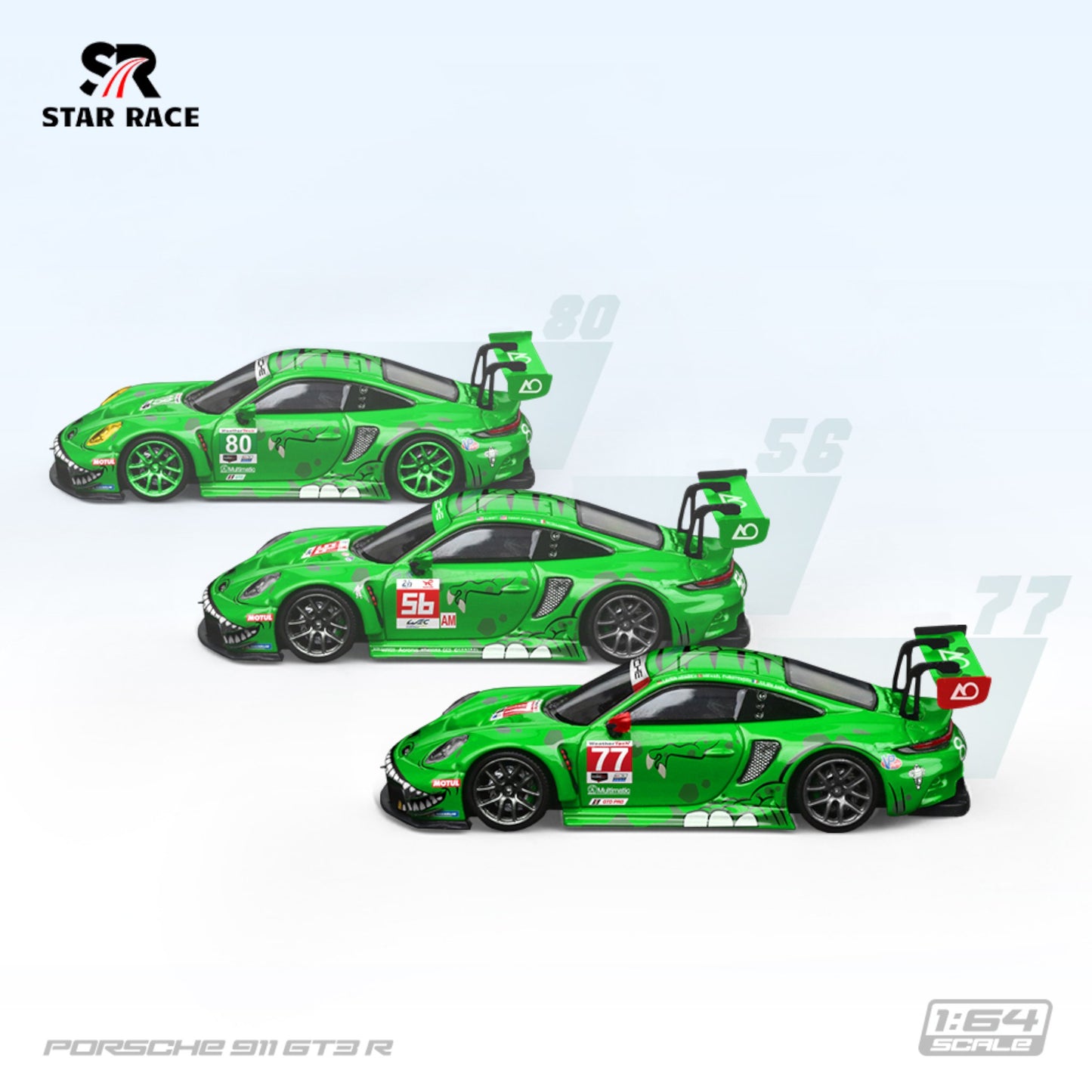 Star Race - Pre-Order - Porsche 911 GT3 R - Tyrannosaurus - 3 Car Set - SR64020-T