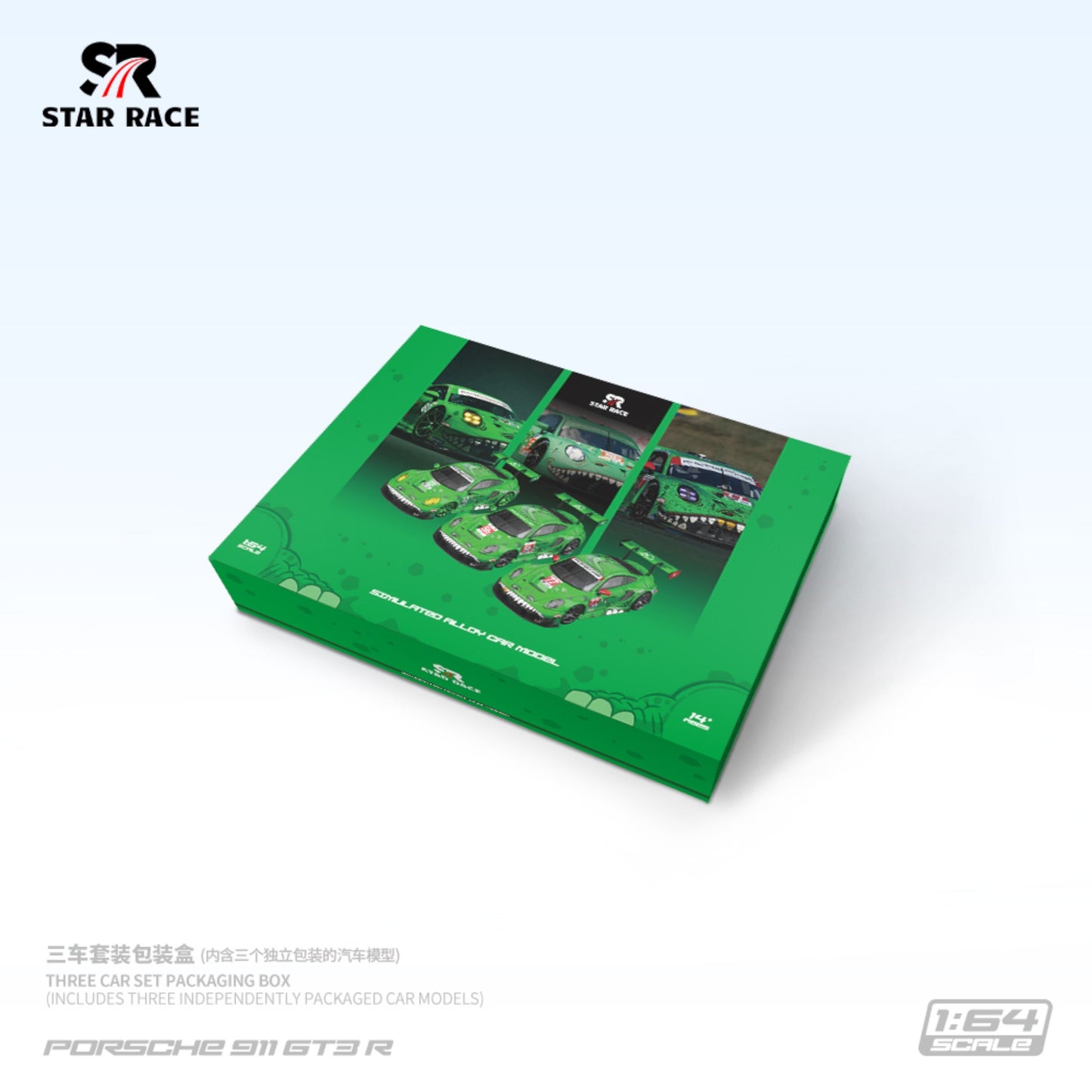 Star Race - Pre-Order - Porsche 911 GT3 R - Tyrannosaurus - 3 Car Set - SR64020-T