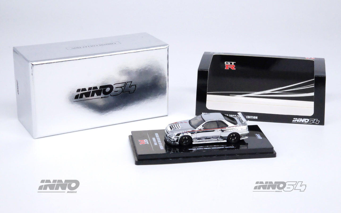 INNO64 - Nissan Skyline GT-R R34 R-Tune silver chrome - IN64-R34RT-SCH - limited Edt.
