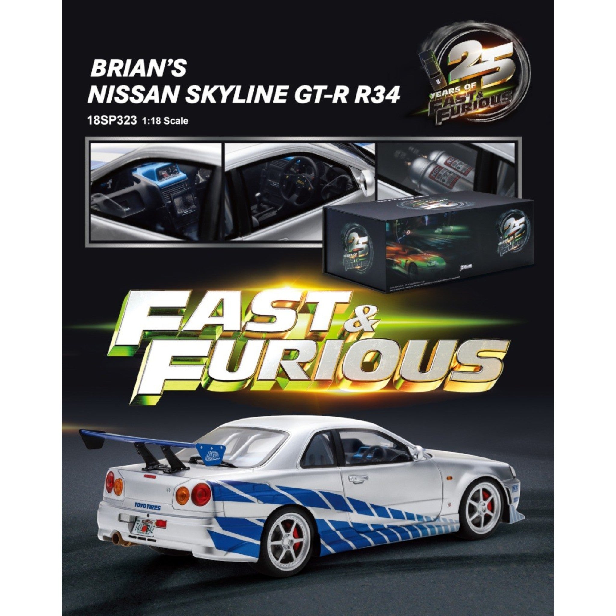 Spark 1:18 - Pre-Order - Brian´s Nissan Skyline GT-R R34 - 25 Years of Fast & Furious - 18SP323