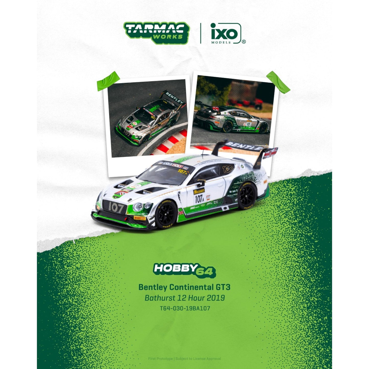 Tarmac Works - Pre-Order - 2019 Bentley Continental GT3 J.Gounon/S.Kane/J.Pepper Bathurst 12 Hour - T64-030-19BA107