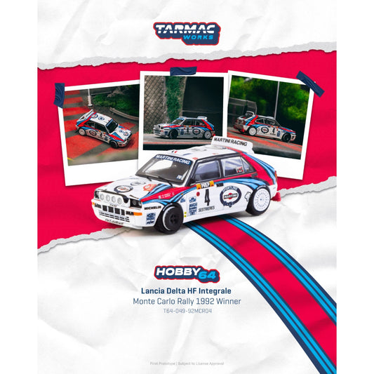 Tarmac Works - Pre-Order - 1992 Lancia Delta HF Integrale #4 Monte Carlo Rally - T64-049-92MCR04