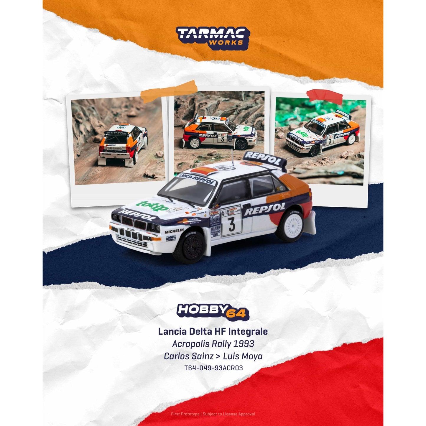 Tarmac Works - Pre-Order - LANCIA DELTA HF INTEGRALE  WHITE CARLOS SAINZ - T64-049-93ACR03