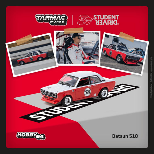 Tarmac Works - Pre-Order - Datsun 510 #74 Daniel Wu, Trans-Am B-Sedan 2.5 Challenge 2023 - T64-052-SD
