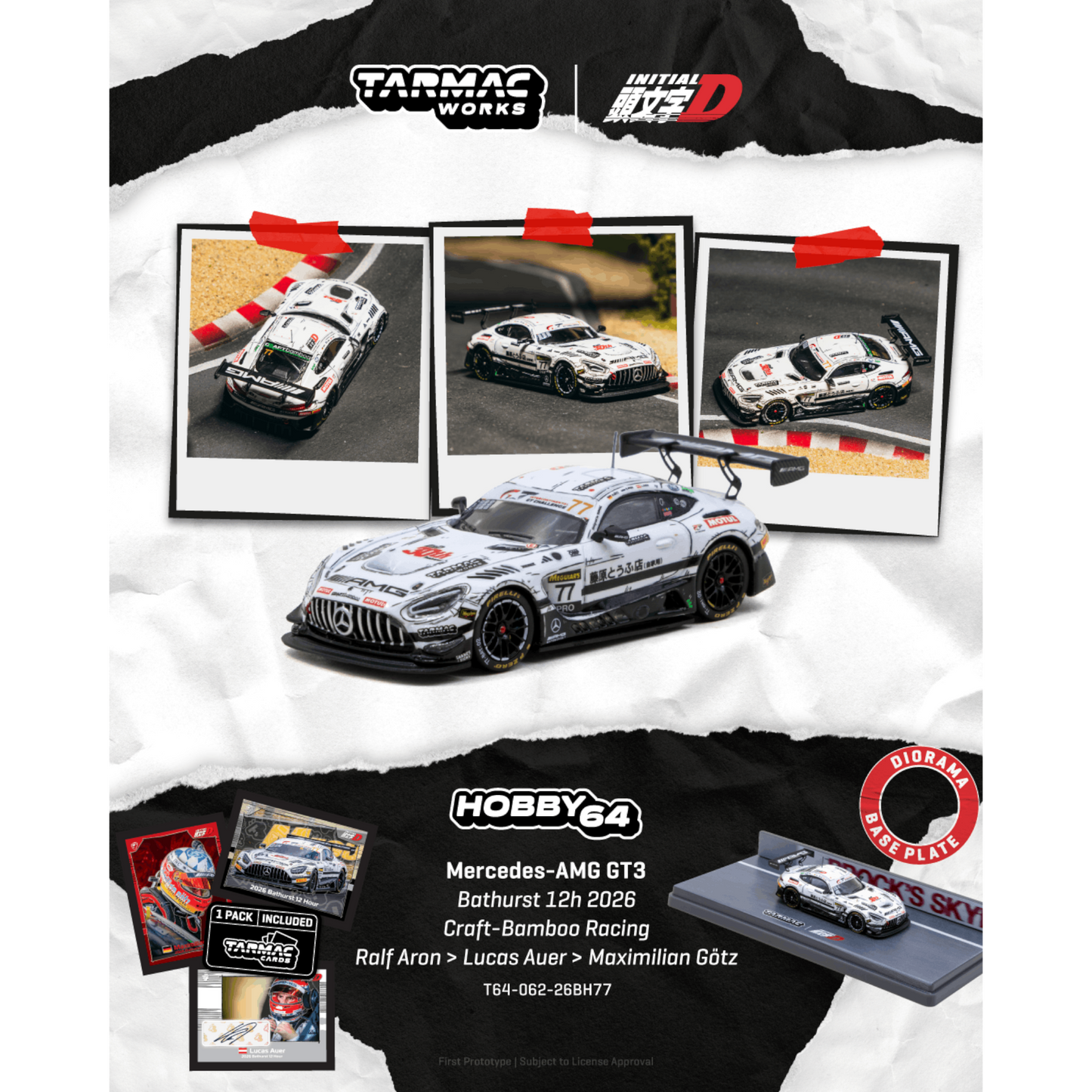 Tarmac Works - Pre-Order - 2026 Mercedes-Benz AMG GT GT3 #77 Craft-Bamboo Racing Bathurst 12h - T64-062-26BH77
