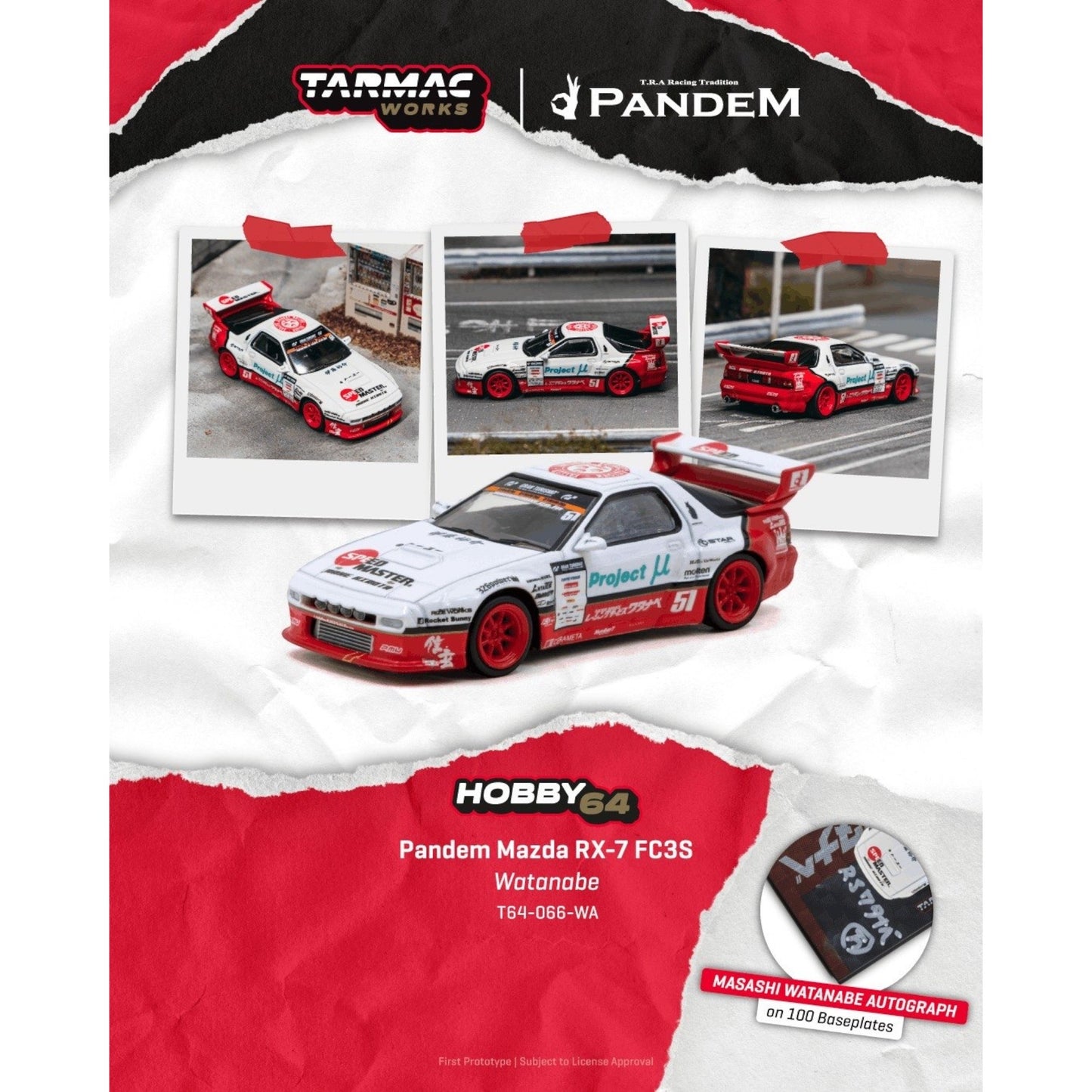 Tarmac Works - Pre-Order - Pandem Mazda RX-7 FC3S Watanabe - T64-066-WA