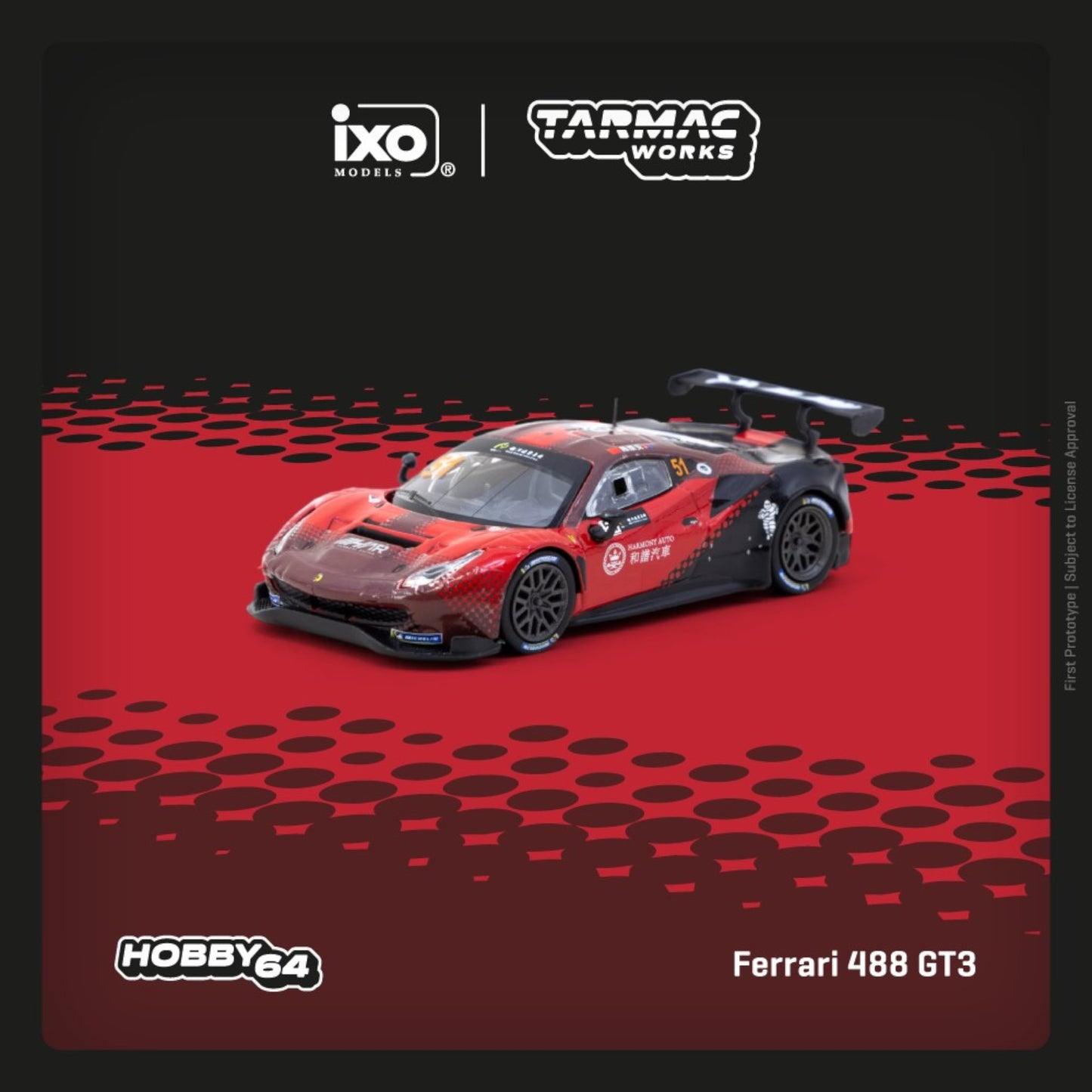Tarmac Works - Pre-Order - 2022 Ferrari 488 GT3 #51 Chen Weian, Macau GT Cup 2022 - T64-072-22MGP51