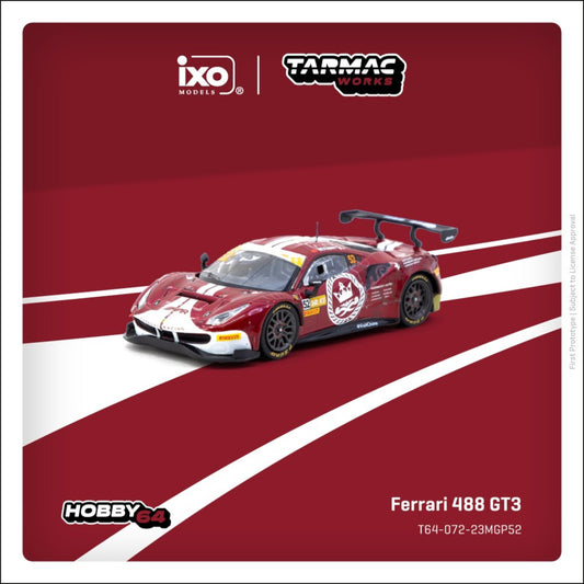 Tarmac Works - Pre-Order - 2023 Ferrari 488 GT3 #52 Chen Weian Macau GT - T64-072-23MGP52