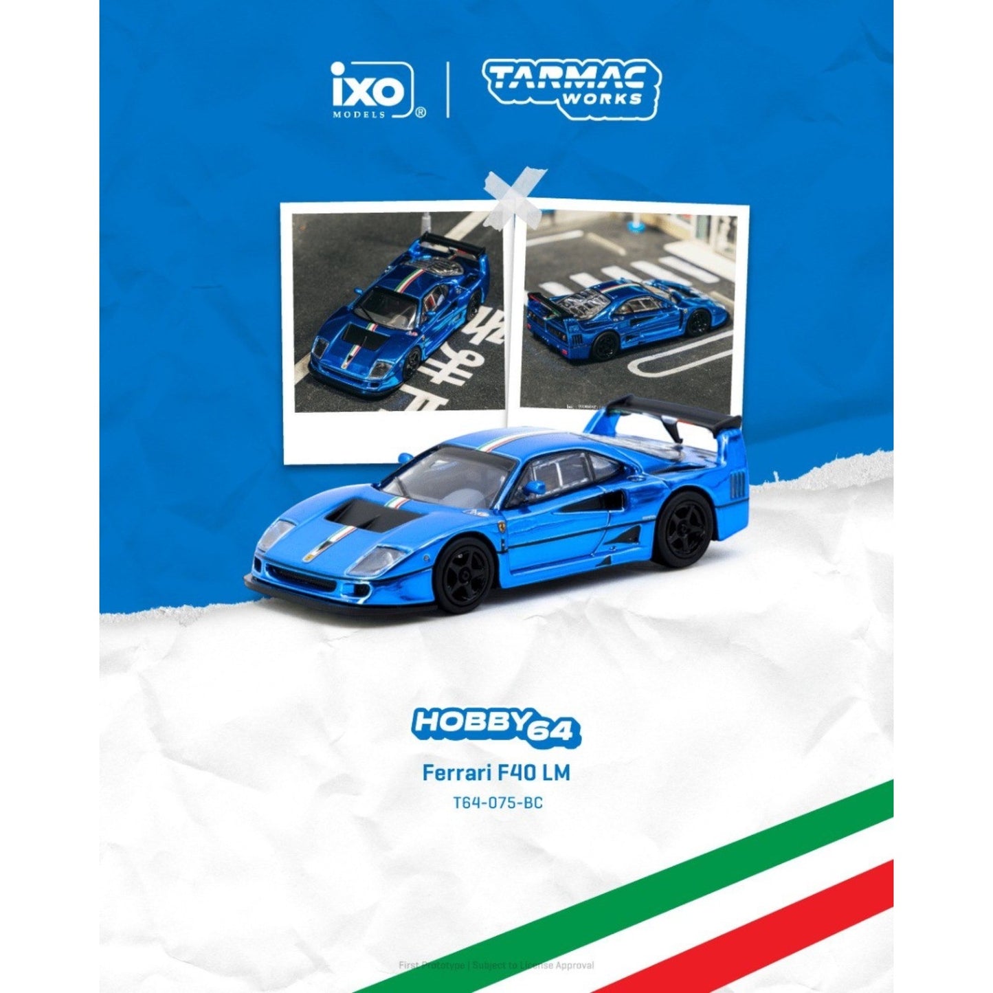 Tarmac Works - Pre-Order - Ferrari F40 LM, Blue - T64-075-BC
