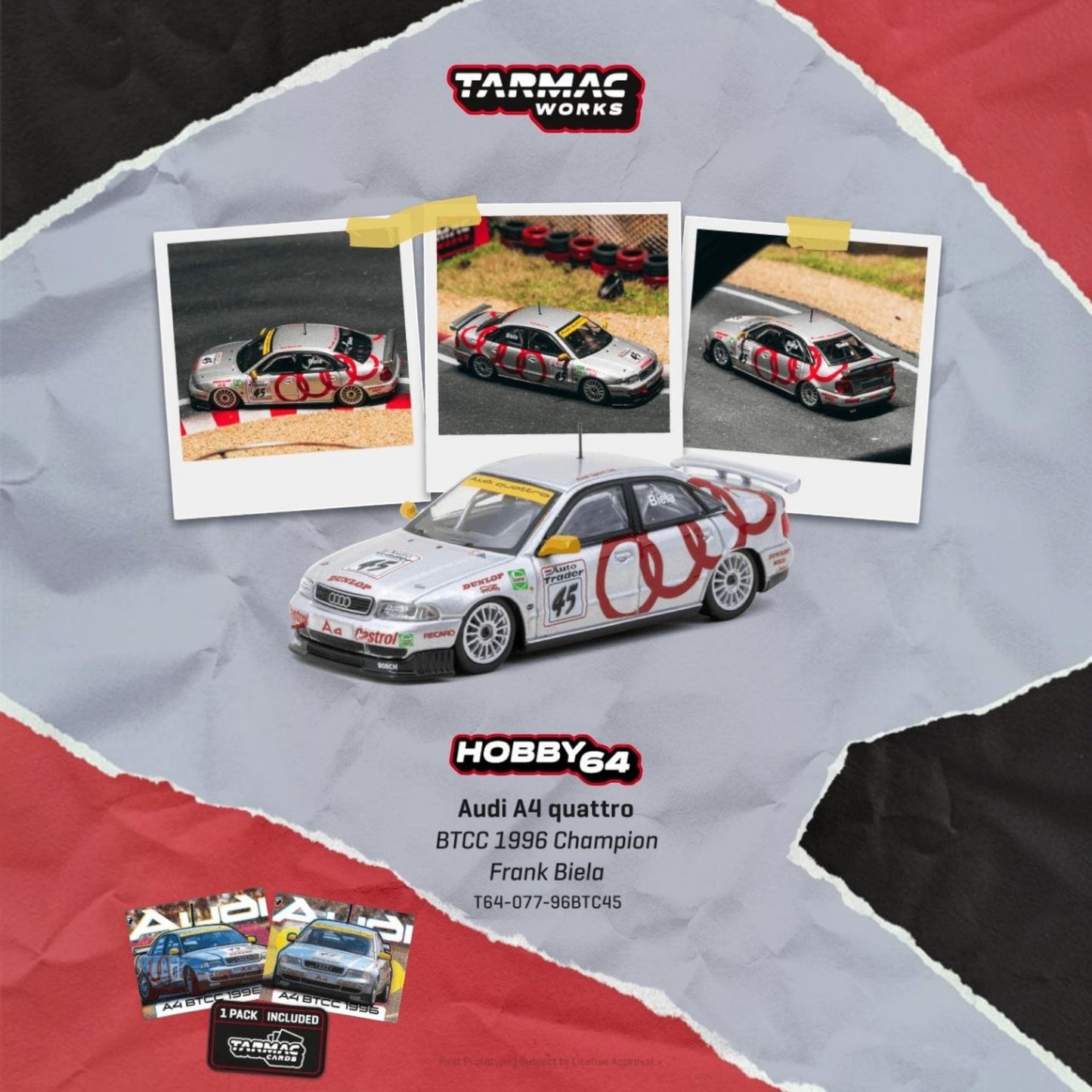 Tarmac Works - Pre-Order - 1996 Audi A4 Quattro #45 Frank Biela BTCC Champion - T64-077-96BTC45