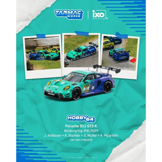 Tarmac Works - Pre-Order - 2024 Porsche 911 (992) GT3 #33 Julien Andlauer Nurburgring 24h - T64-084-24NUR33