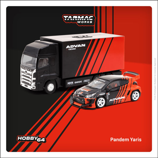 Tarmac Works - Pandem Yaris with truck - *ADVAN*, red/black  - 1:64 - T64-080-ADV