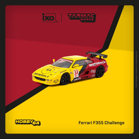Tarmac Works x IXO - Pre-Order - Ferrari F355 Challenge #54 Matt Drendel, yellow/red - T64-083-00WCS54