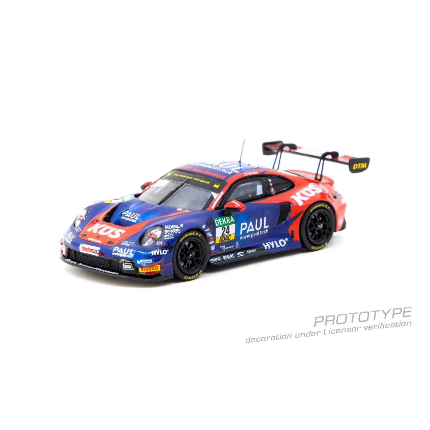 Tarmac Works - Pre-Order - 2023 Porsche 911 GT3 R DTM #24 Ayhancan Güven, blue/red - T64-084-23DTM24