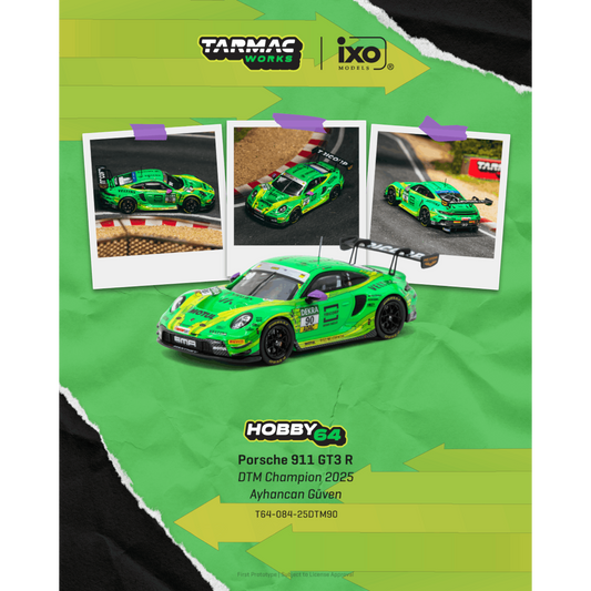 Tarmac Works - Pre-Order - 2025 Porsche 911 (992) GT3 R Ayhancan Guven DTM Champion - T64-084-25DTM90