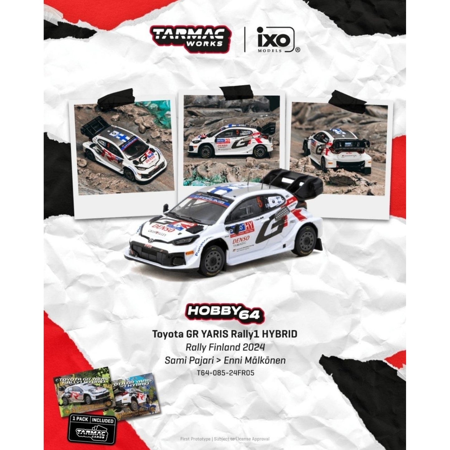 Tarmac Works - Pre-Order - 2024 Toyota Yaris GR Rally1 Hybrid #5 Sami Pajari Rally Finland - T64-085-24FR05