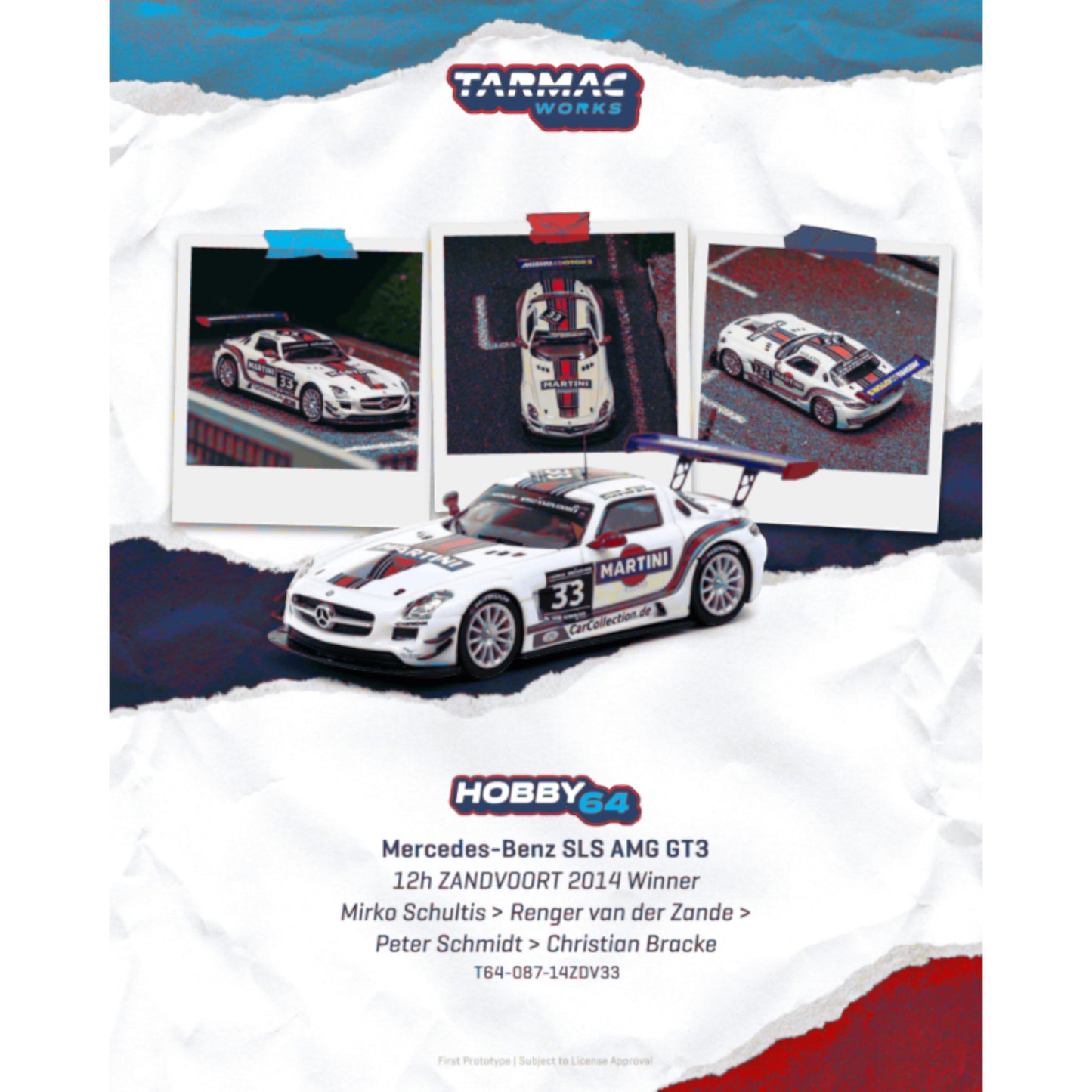 Tarmac Works - Pre-Order - 2014 Mercedes-Benz SLS AMG GT3 #33 Mirko Schultis Zandvoort Winner - T64-087-14ZDV33