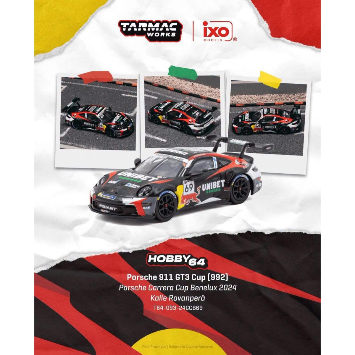 Tarmac Works - Pre-Order - 2024 Porsche 911 GT3 Cup (992) #69 Kalle Rovanpera - T64-093-24CCB69