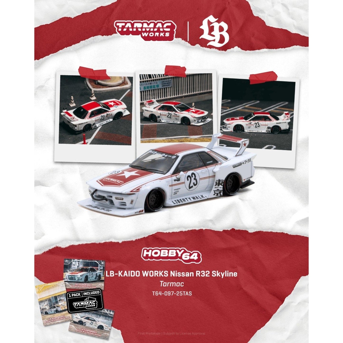 Tarmac Works - Pre-Order - LB-KAIDO WORKS Nissan R32 Skyline - T64-097-25TAS
