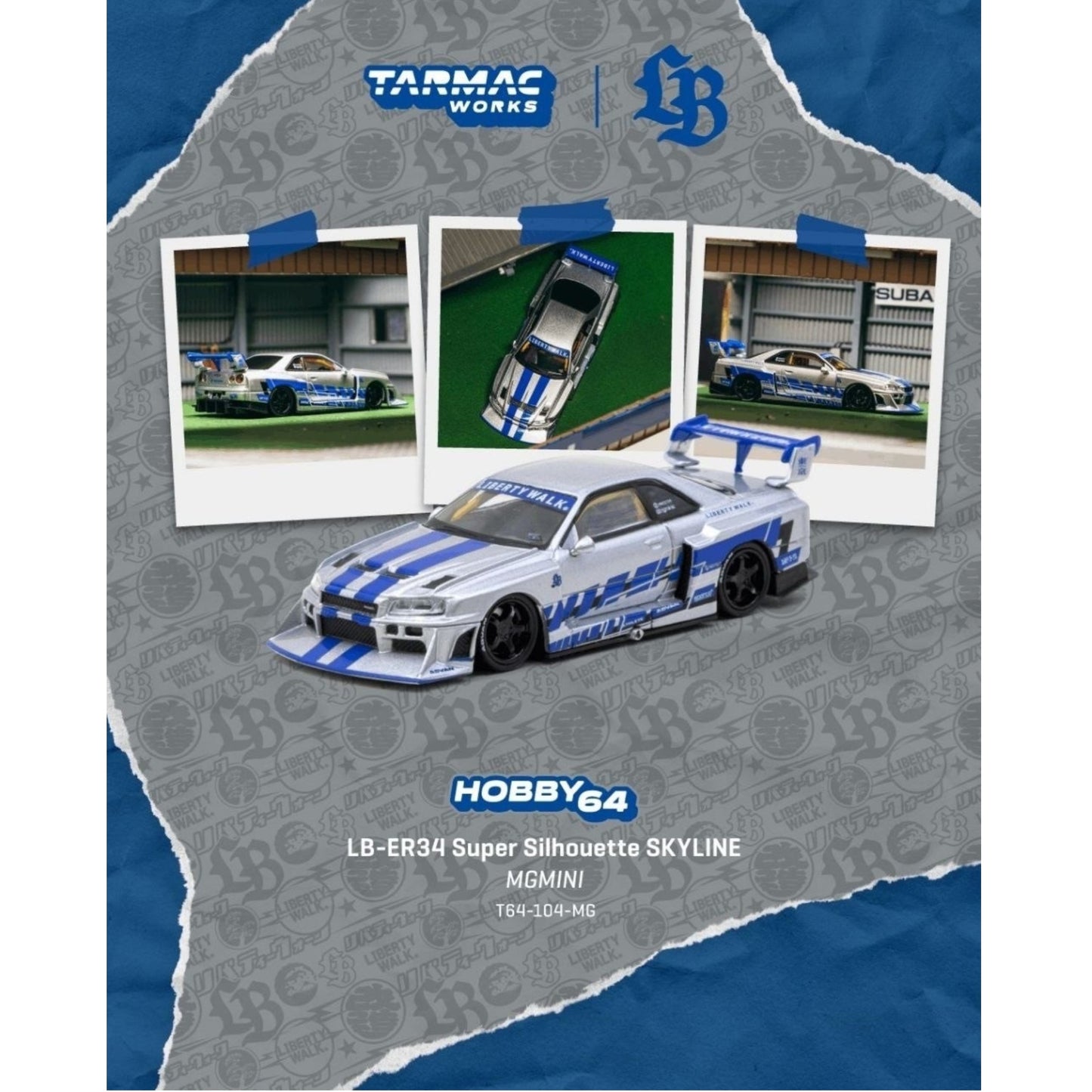 Tarmac Works - Pre-Order - 2025 Nissan Skyline GTR (ER34) LB Super Silhouette MGMini SEMA Show - T64-104-MG