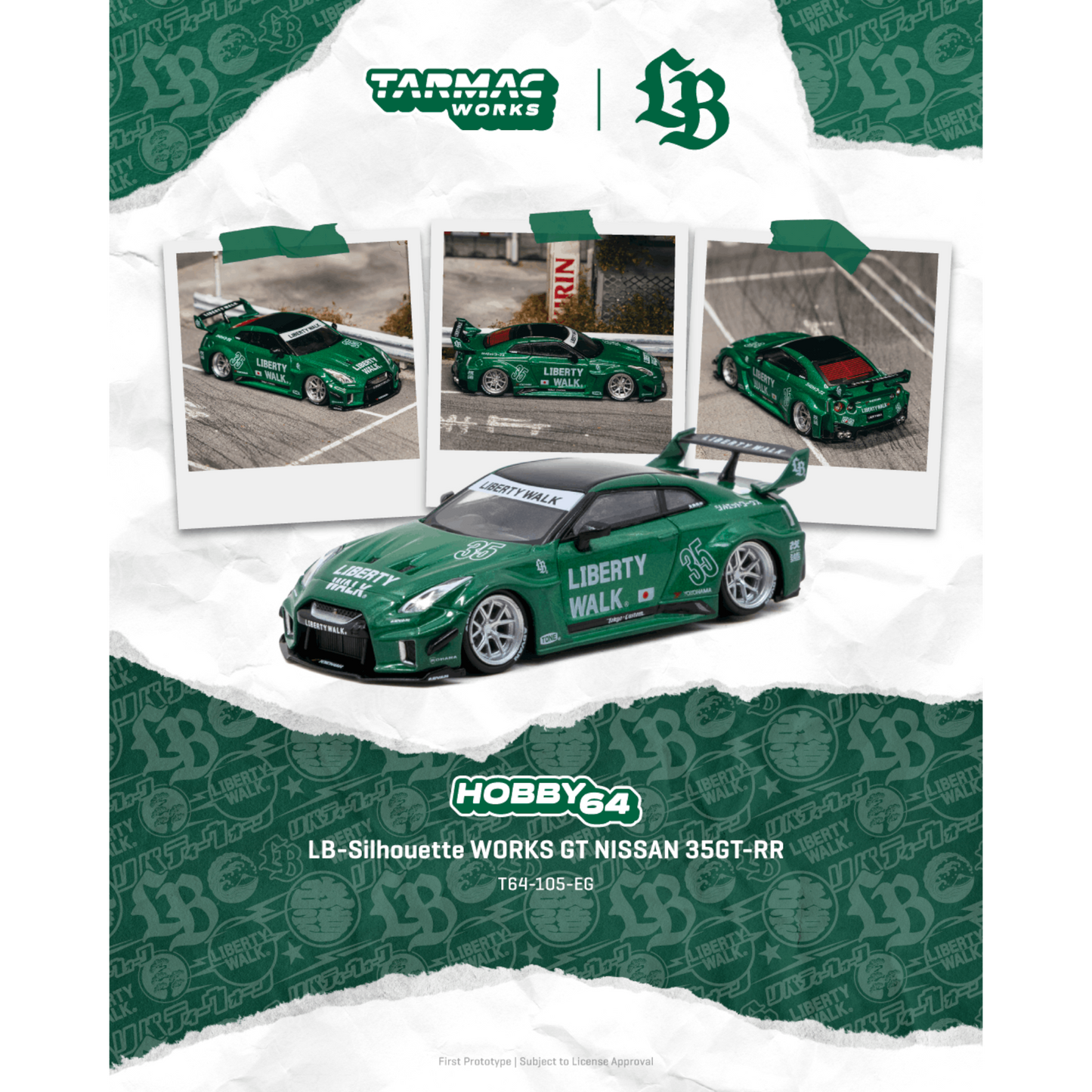 Tarmac Works - Pre-Order - 2026 Nissan GT-R (R35) LB Super Silhouette, emerald green - T64-105-EG