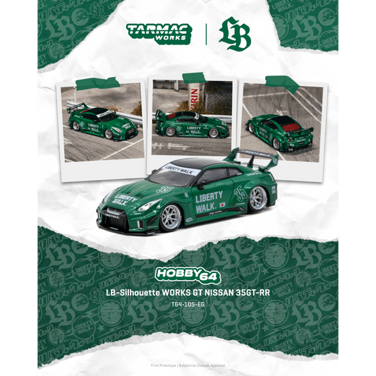 Tarmac Works - Pre-Order - 2026 Nissan GT-R (R35) LB Super Silhouette, emerald green - T64-105-EG
