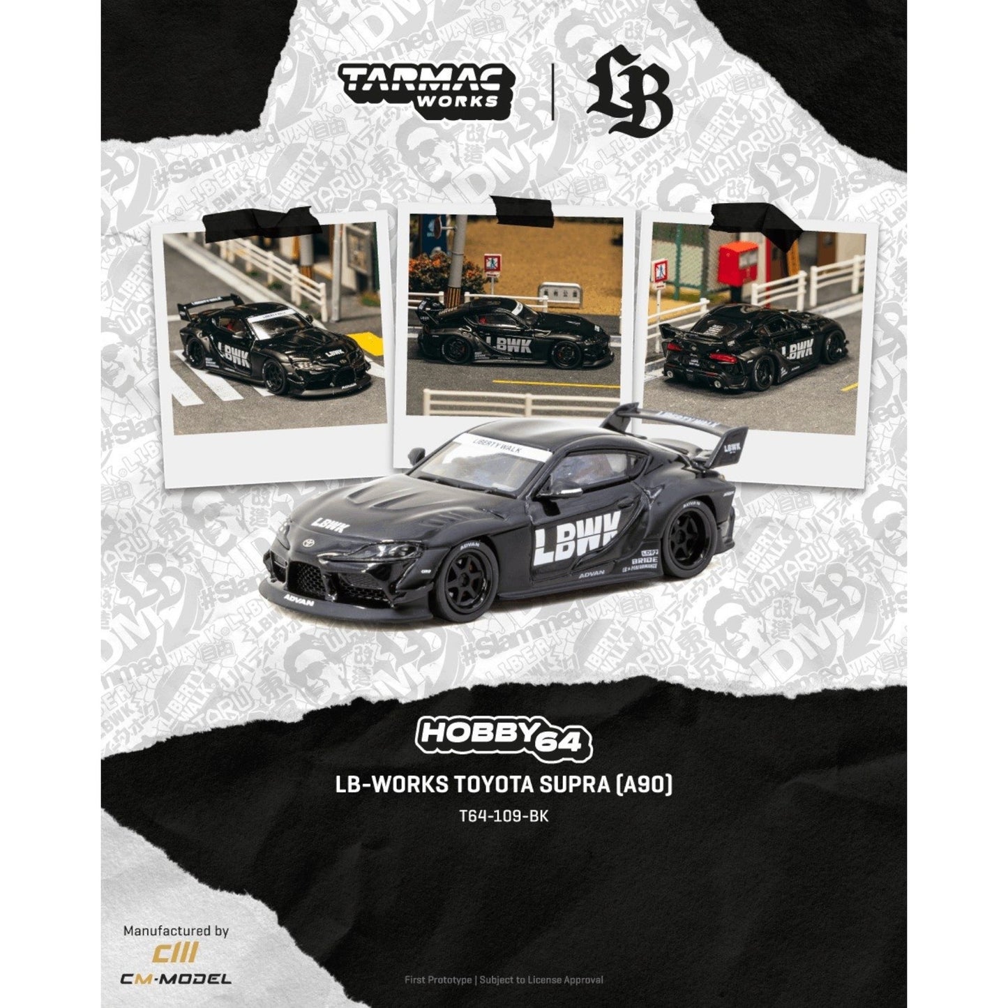 Tarmac Works - Pre-Order - LB-WORKS TOYOTA SUPRA (A90) Black - T64-109-BK