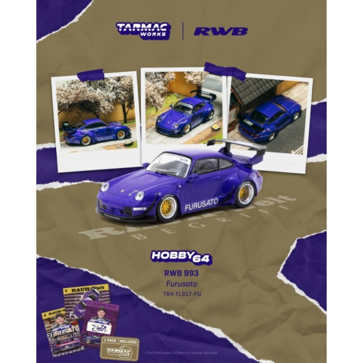 Tarmac Works - Pre-Order - PORSCHE RWB 993 FURUSATO  PURPLE 2024 - T64-TL017-FU