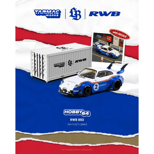 Tarmac Works - Pre-Order - RWB 993 #2 Liberty Walk, blue/white - T64-TL017-LBWK2