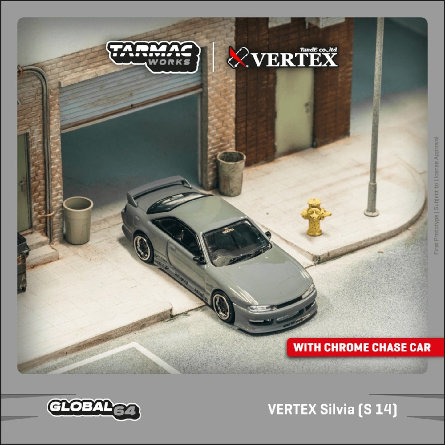 Tarmac Works - Pre-Order - VERTEX Nissan Silvia (S 14), grey - T64G-018-GY