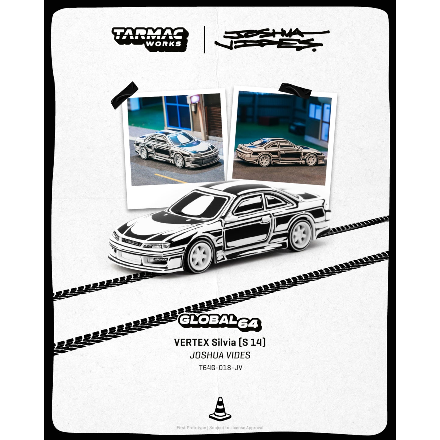 Tarmac Works - Pre-Order - Vertex Nissan Silvia (S14), Designed by Joshua Vides, chrome - T64G-018-JV