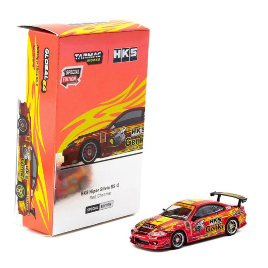 Tarmac Works - HKS Hiper Silvia RS-2, red chrome - Tokyo Auto Salon 2025 - T64G-023-HKSRC