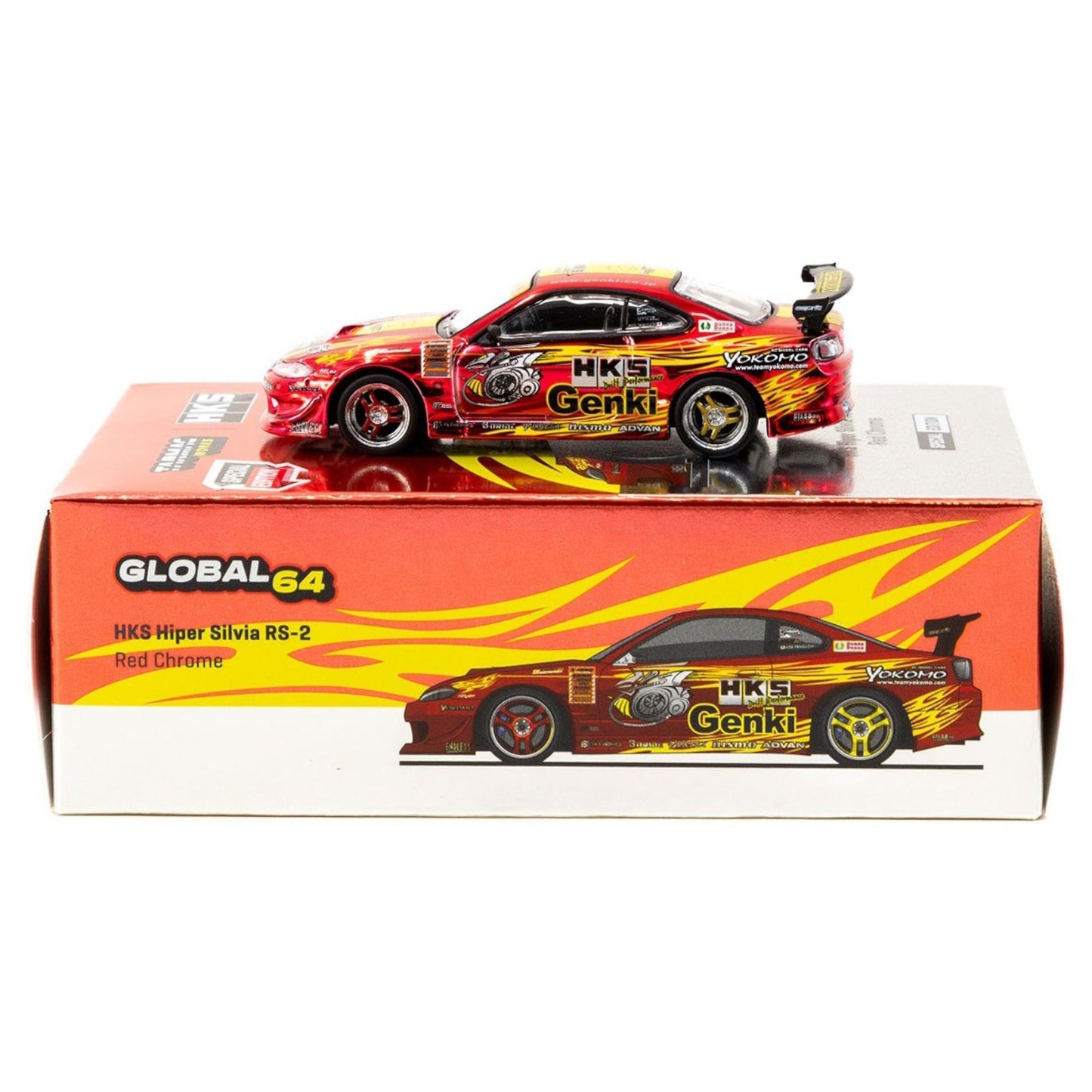 Tarmac Works - HKS Hiper Silvia RS-2, red chrome - Tokyo Auto Salon 2025 - T64G-023-HKSRC