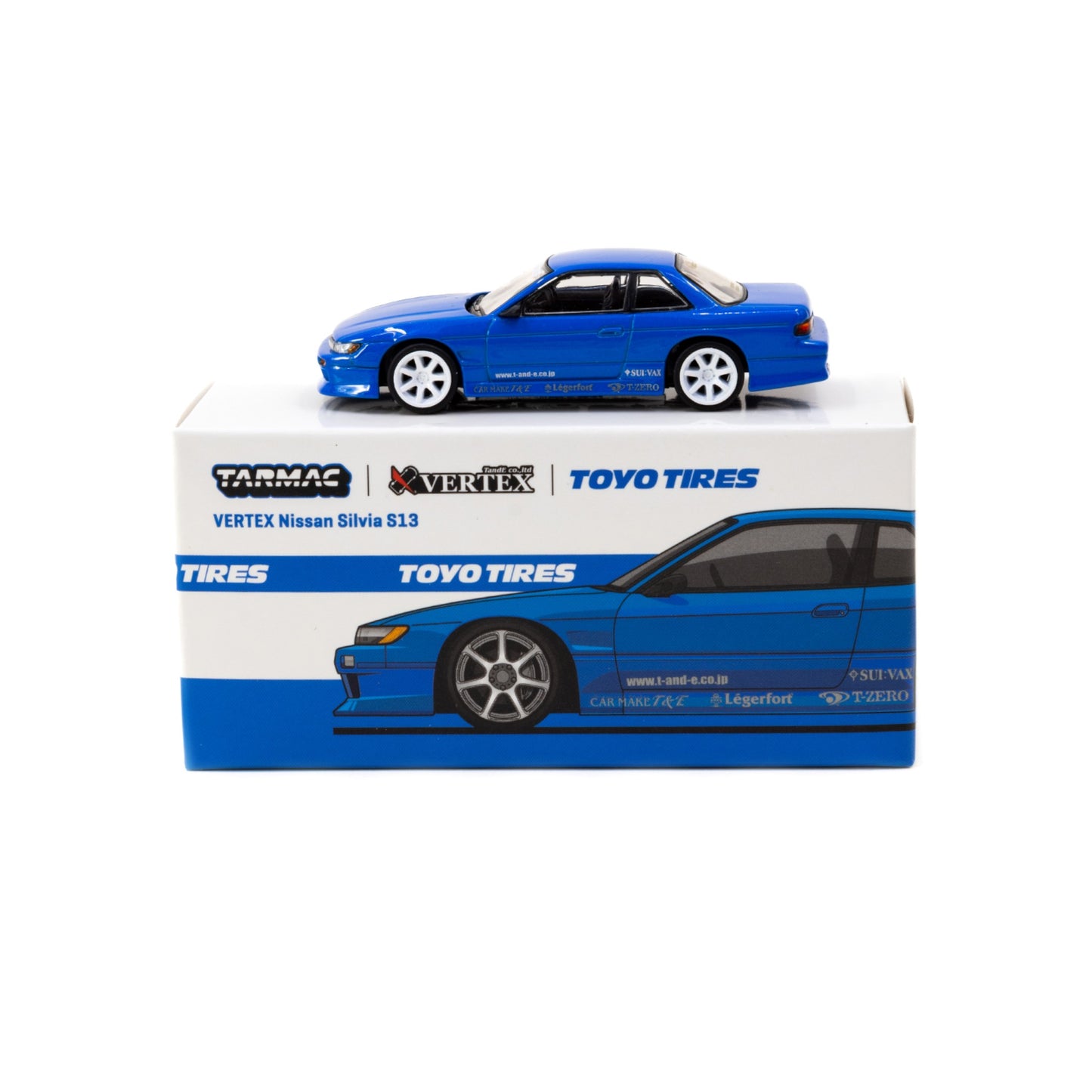 Tarmac Works - Vertex Nissan Silvia S13 *Toyo Tires*, blue metallic - T64G-025-BL-MJ
