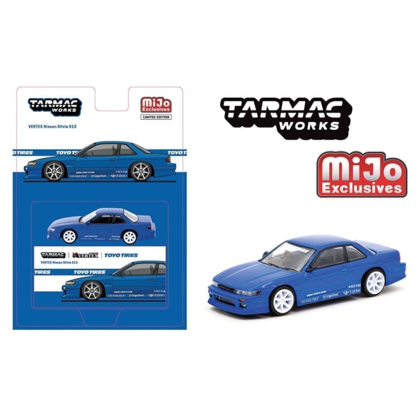 Tarmac Works - Vertex Nissan Silvia S13 *Toyo Tires*, blue metallic - T64G-025-BL-MJ
