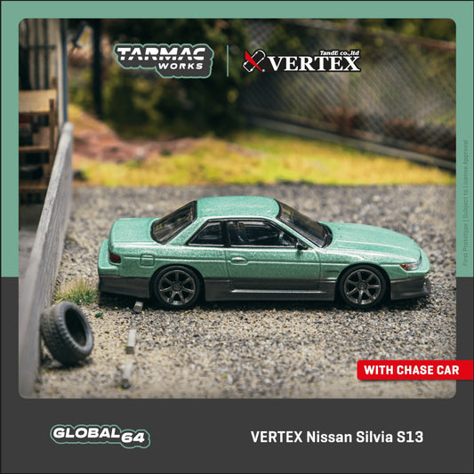 Tarmac Works - Vertex Nissan Silvia S13, green/grey - 1:64 - T64G-025-GR
