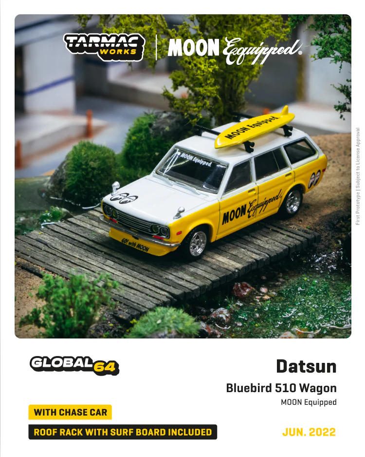 Tarmac Works - Datsun Bluebird 510 Wagon *Moon Equipped*, yellow - T64G-026-ME1 - 1:64