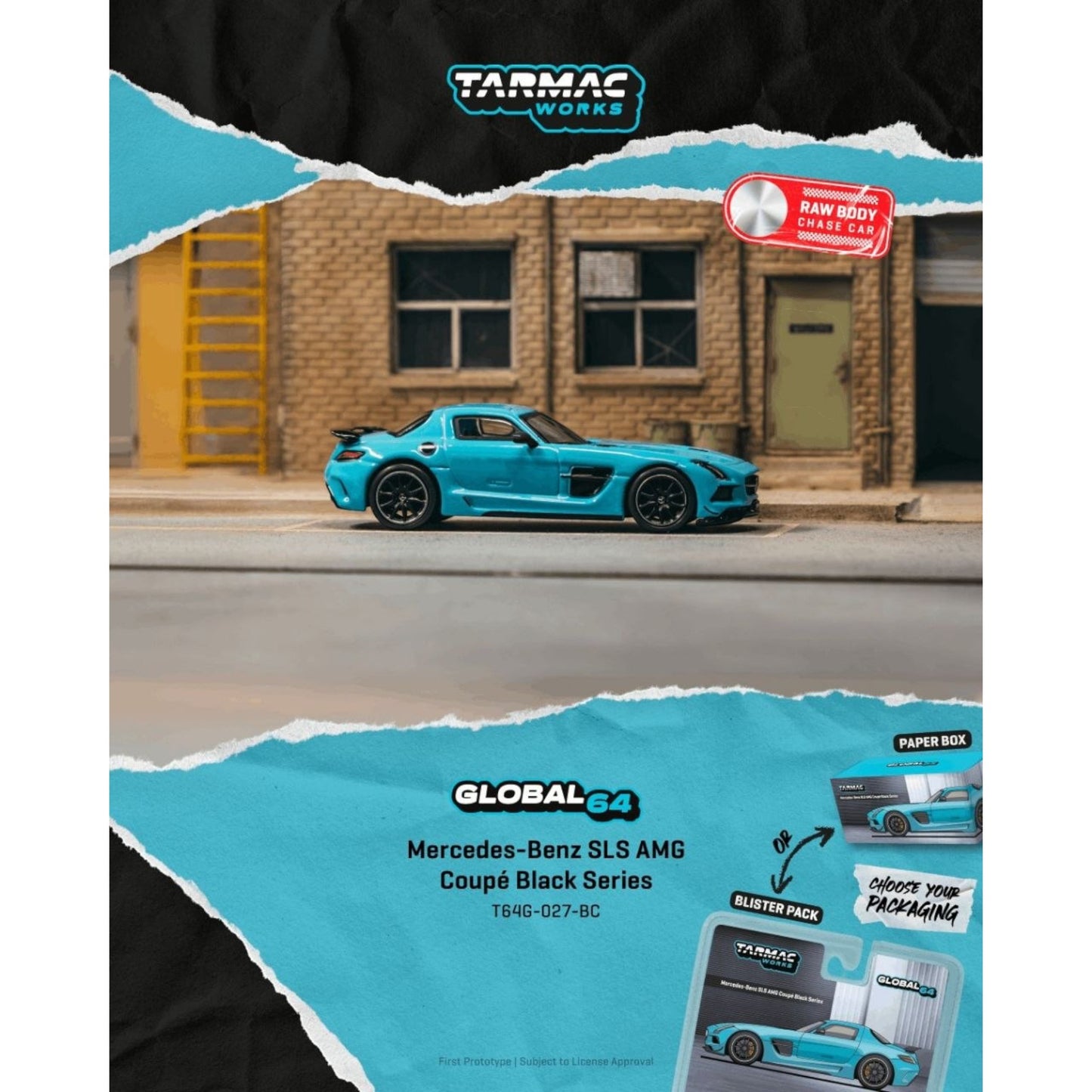 Tarmac Works - Pre-Order - Mercedes-Benz SLS AMG Coupé Black Series, Matte Blue - T64G-027-BC