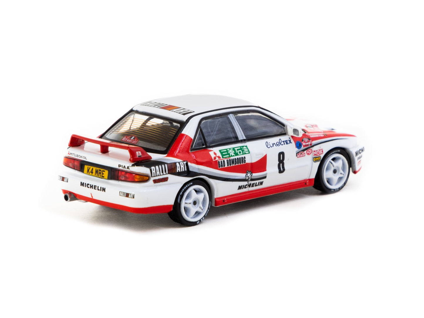 Tarmac Works - Mitsubishi Lancer Evolution, Rally Monte Carlo 1993, white/red - T64G-048-93MCR08
