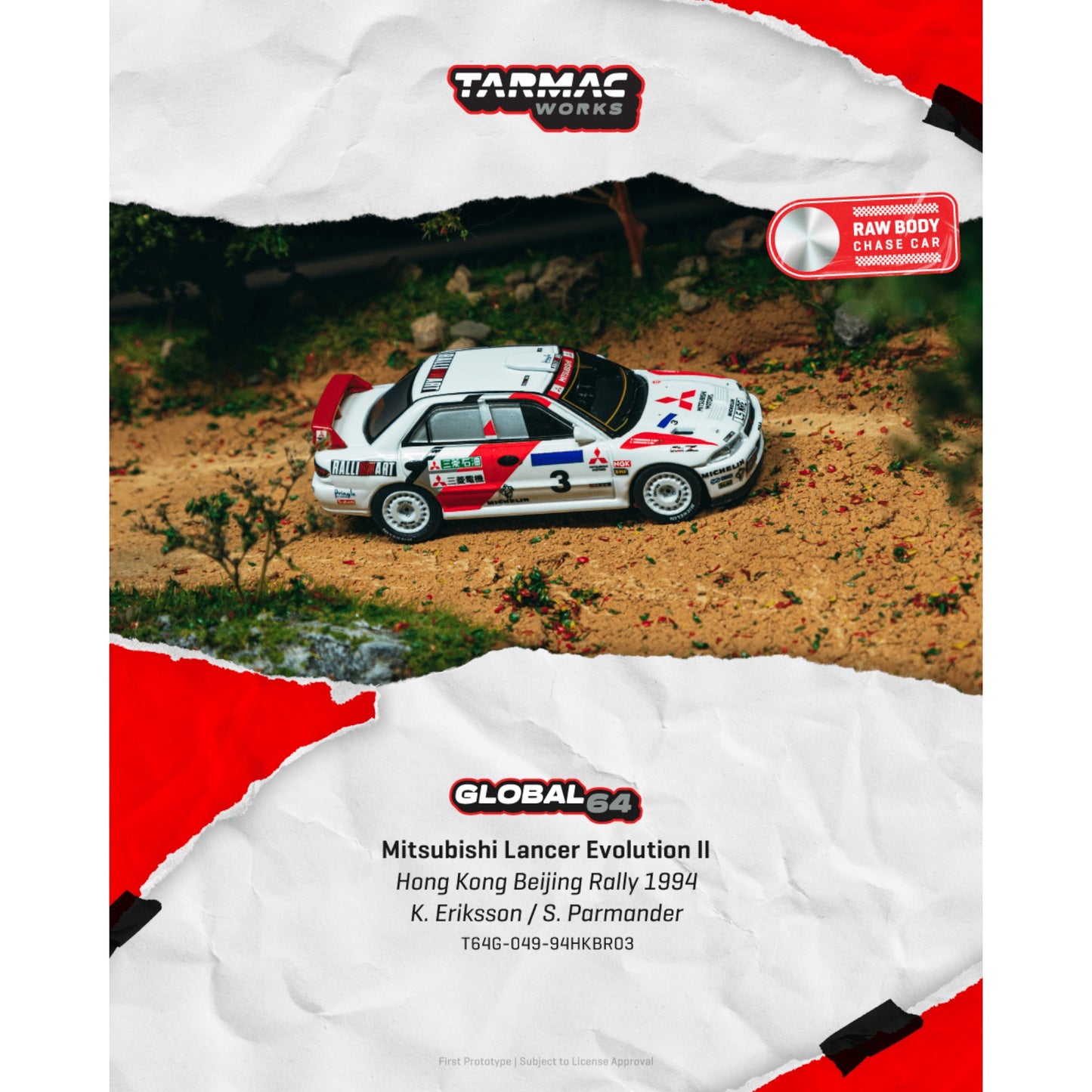 Tarmac Works - Pre-Order - Mitsubishi Lancer Evolution II - Hong Kong Beijing Rally 1994