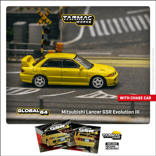 Tarmac Works - Mitsubishi Lancer GSR Evolution III, yellow - T64G-050-YL