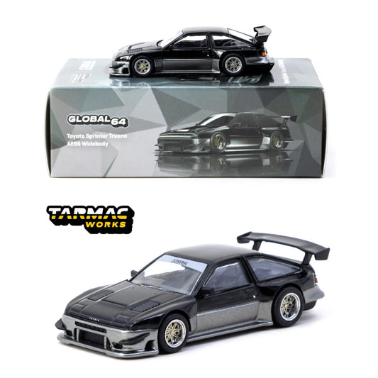 Tarmac Works - Toyota Sprinter Trueno AE86 Widebody, black/grey - Jonsibal - T64G-060-BG